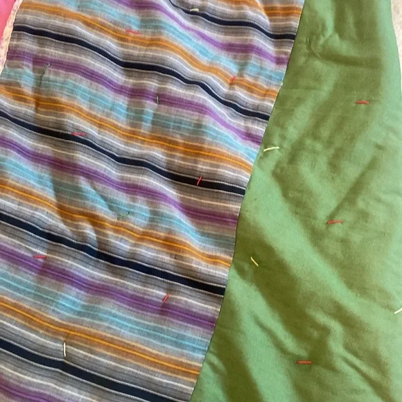 Handmade Vintage Square Tie Quilt 53 x 35 Inches - Picture 6 of 15